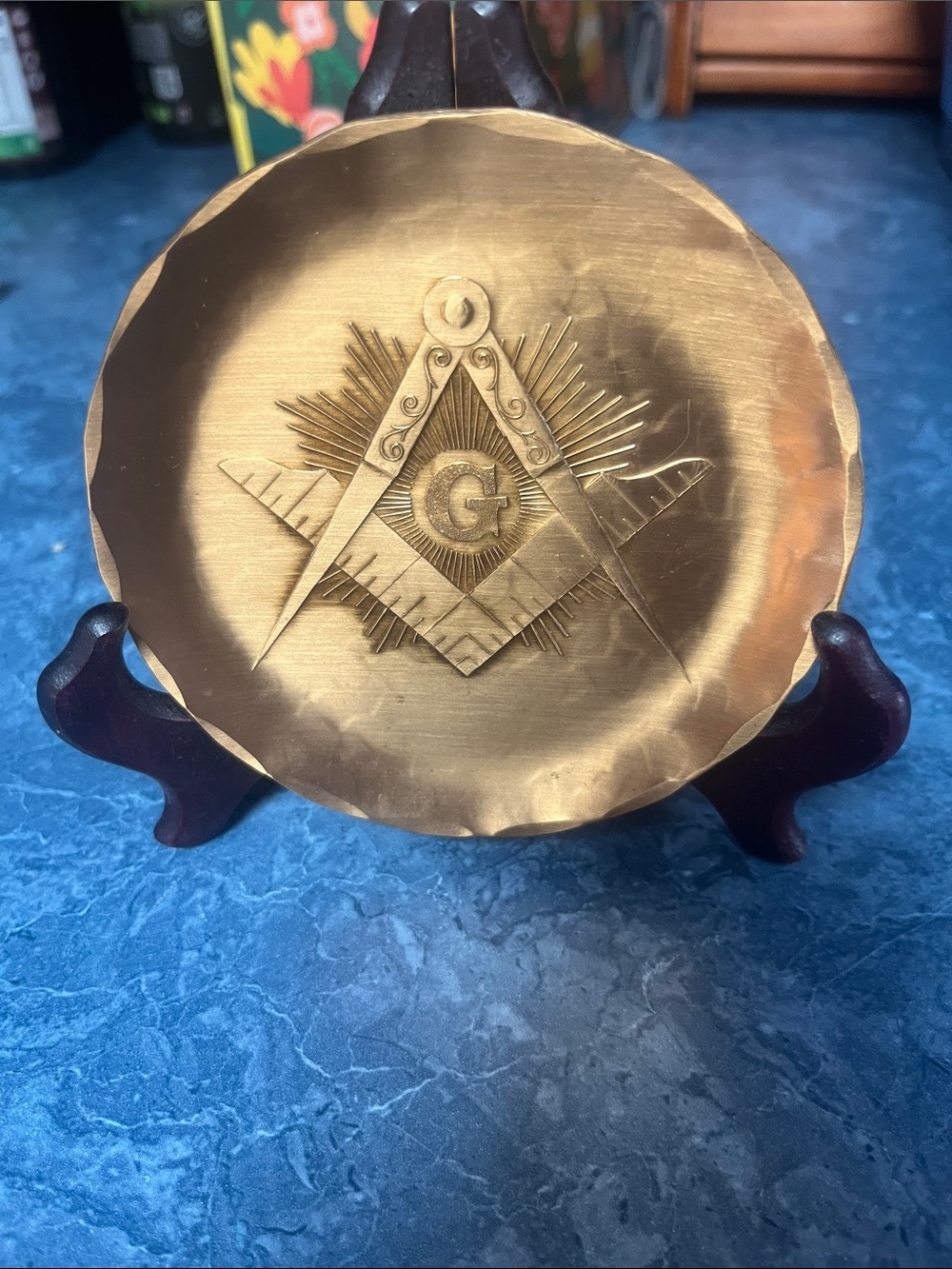 Brass Masonic Decorative Plate - Gold Finish